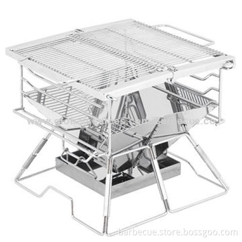 Mini BBQ Grill, Made of Stainless Steel, Easy to Fold and Carry, Measures 415*415*335mm